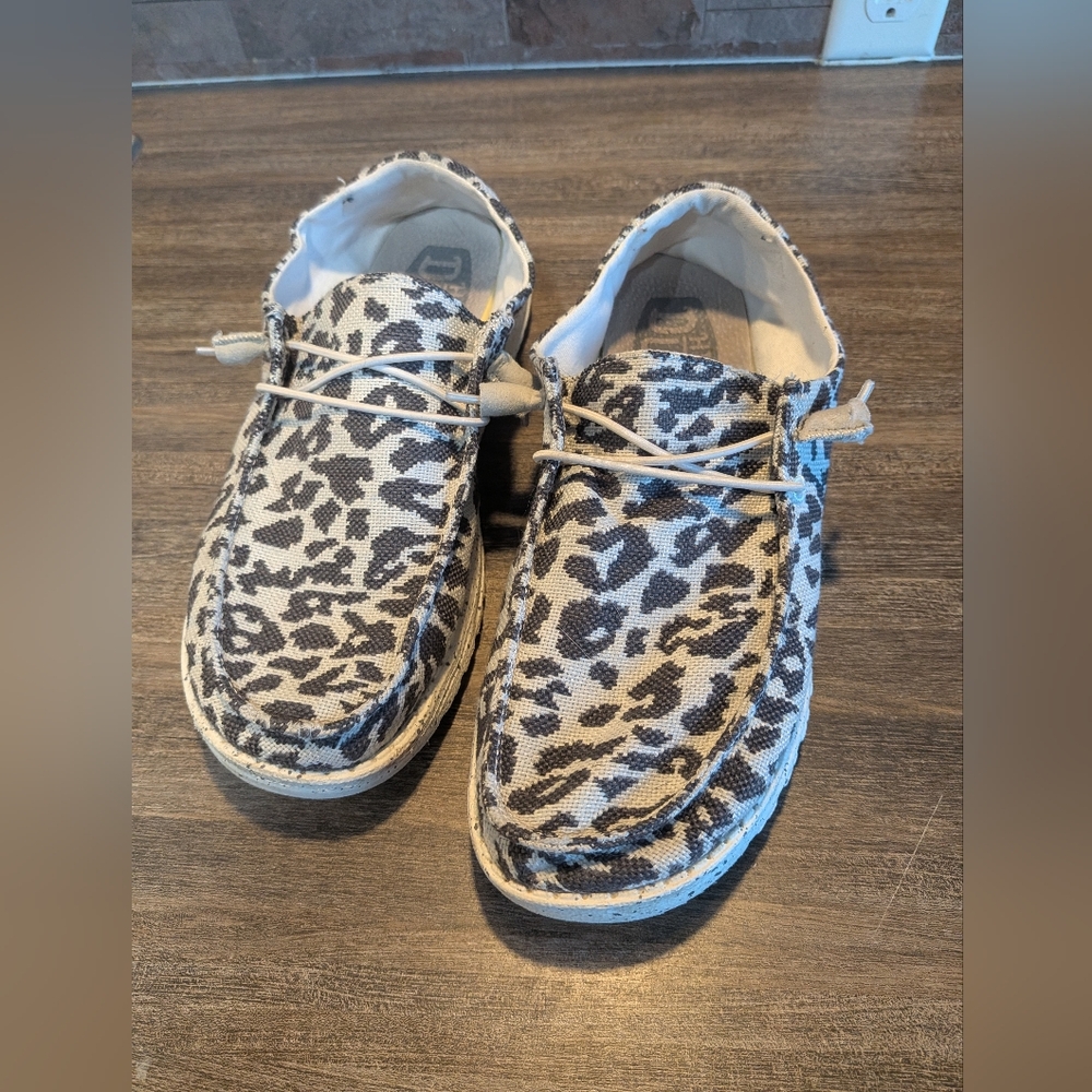Hey Dude Leopard Print Canvas Slip-On Shoes